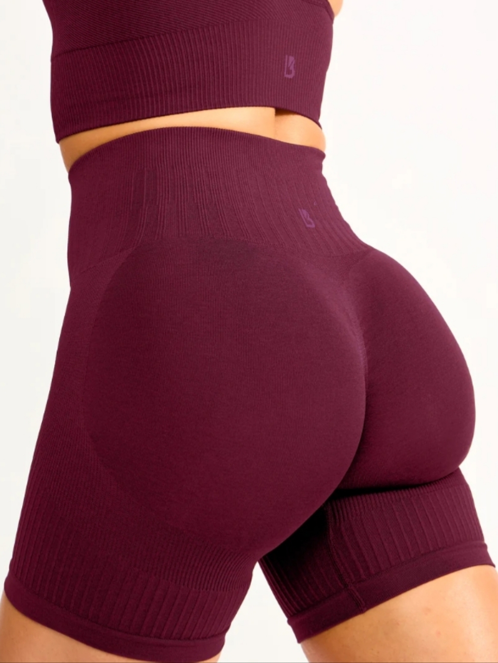💕BuffBunny Seamless High-Waist Bike Shorts in Burgundy